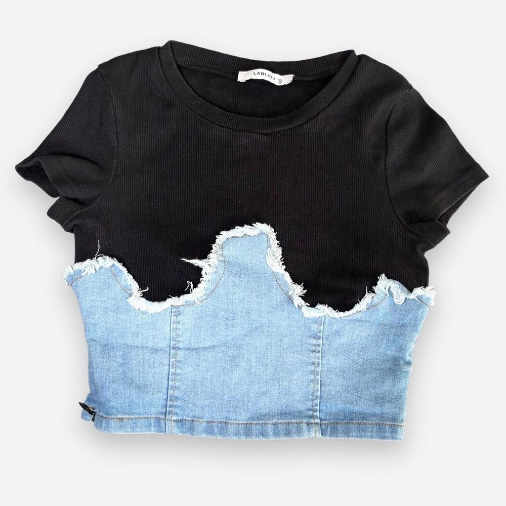 Women's Black and Blue T-shirt